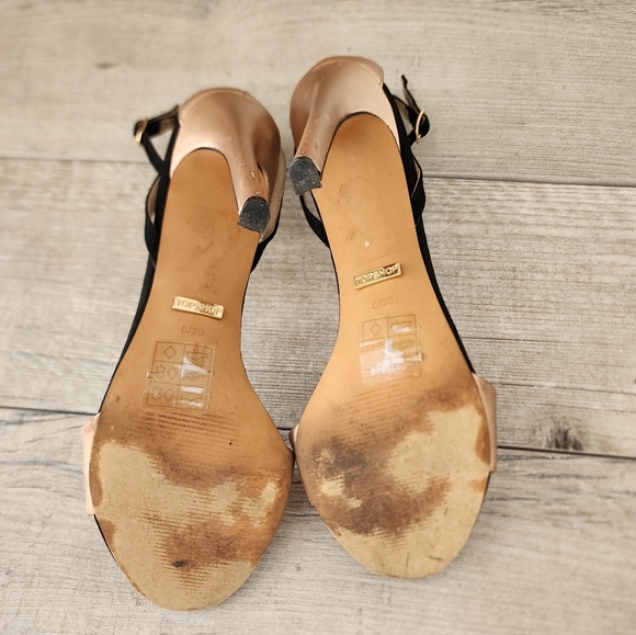 Topshop  Womens Raphael Black & Rose  Metallic Strappy Open Toe Sandals size 8.5 - Picture 10 of 11